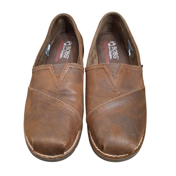 BOBS from Skechers Shoes - BOBS from Skechers Womens Brown Faux Fur Lined Slip On Loafers 113352 Size 7.5